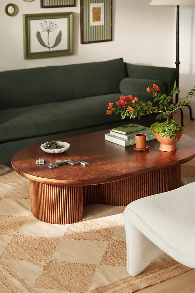 Scout Burl Wood Fluted Coffee Table