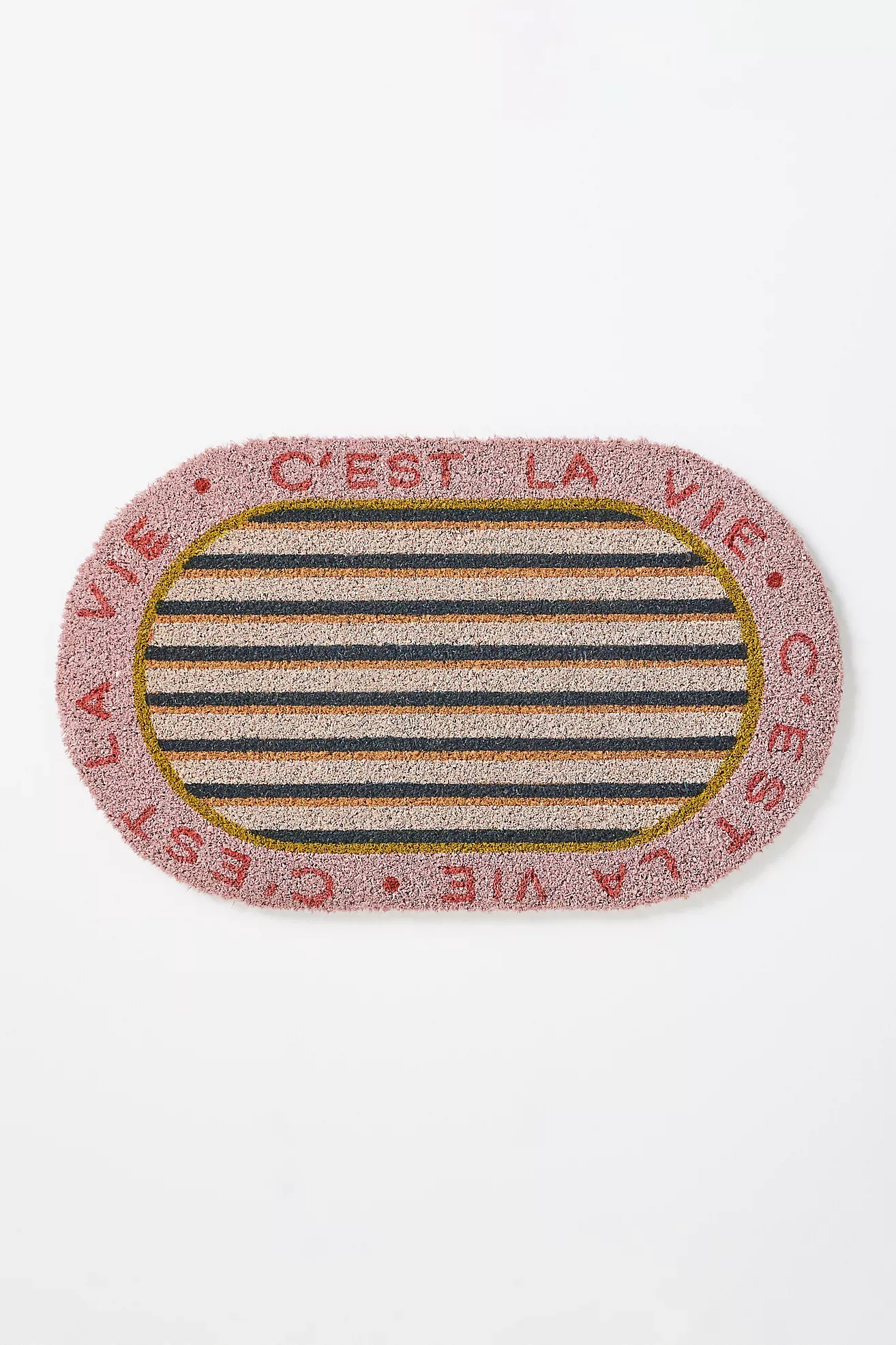 Claudette Striped Shaped Coir Printed Doormat