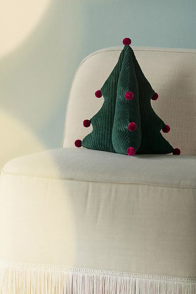 Aldea Corduroy Pom Pom Shaped Tree Pillow