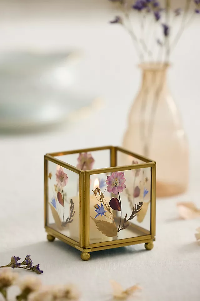 Pressed Floral Tea Light Holder